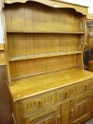 Oak compact dresser having two base cupboards (possibly Ercol)
