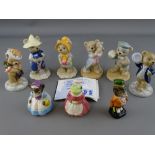 Six figurines from the 'Bing & Grondahl' teddy bear collection and three animal figurines by