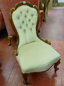 Small button upholstered spoonback chair