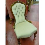 Small button upholstered spoonback chair