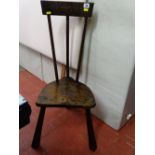 Rustic stickback chair with inscription underneath 'Jack Grimble, Cromer'