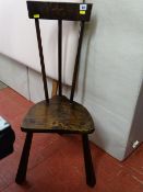 Rustic stickback chair with inscription underneath 'Jack Grimble, Cromer'