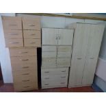 Parcel of modern light wood veneer bedroom furniture