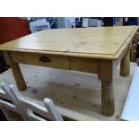 Small pine coffee table with single drawer