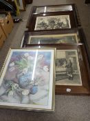 Quantity of Victorian prints, some signed and a modern still life print