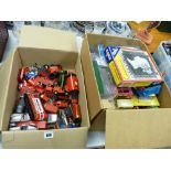 Two boxes containing large quantity of diecast model vehicles including many relating to the Post