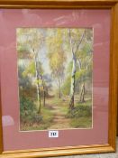 J L BARKER watercolour - woodland scene, signed, 33 x 24 cms
