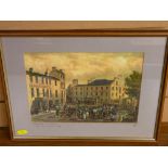 J J DODD vintage print - 'Market Day in Bangor', 19 x 27 cms