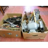 Hilca 6ins bench grinder, manual hand saws and other garage hand tools etc E/T