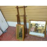 Small wall hanging single door glazed display cabinet, another smaller and two open dark wood