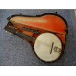 Cased vintage banjo by Windsor of Birmingham - 'The Windsor Popular'