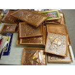 Large parcel of mainly copper framed wall hanging plaques