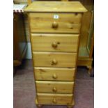 Pine narrow chest of six drawers