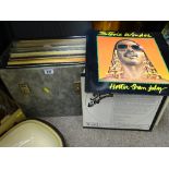 Vintage case of LP records including Stevie Wonder, Tammy Wynette, other Motown etc