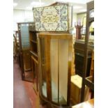 Demi-lune single door display cabinet and mosaic topped occasional table/footstool