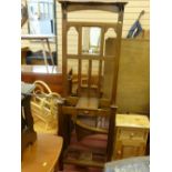 Polished wood hallstand with centre compartment