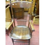 Polished wood stickback Windsor elbow chair