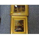 Pair of Victorian crystoleums, one signed 'E Louyox', 19 x 24 cms
