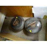 Two near matching vintage curling stones