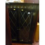 Two door lead glazed corner cupboard