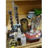 A parcel of mixed items including cruets, candlestick holders ETC Condition Report: please