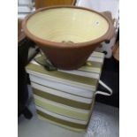A vintage pottery dairy bowl & modern linen baskets Condition Report: please request* *Condition