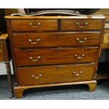 A good mahogany chest of three long & two short drawers with brass swan neck handles &