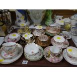 A collection of cabinet cups & saucers including Austrian examples, Coalport, pink lustre ETC