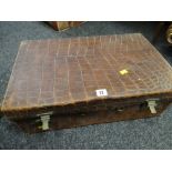 Vintage reptile skin suitcase, probably crocodile, with fitted interior Condition Report: please