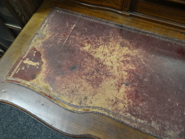 An antique rosewood writing desk by Maple & Co with marquetry serpentine covered stationary cabinet, - Image 9 of 12