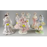Five Coalport figurines & two Royal Worcester similar Condition Report: please request* *Condition