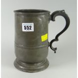 An antique pewter quart mug with London touch-mark Condition Report: please request* *Condition is