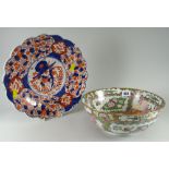 An Oriental Famille Rose footed bowl & an Imari lobed dish Condition Report: please request* *