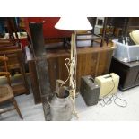 A standard lamp, milk churn, tub of household items including lighting ETC Condition Report: