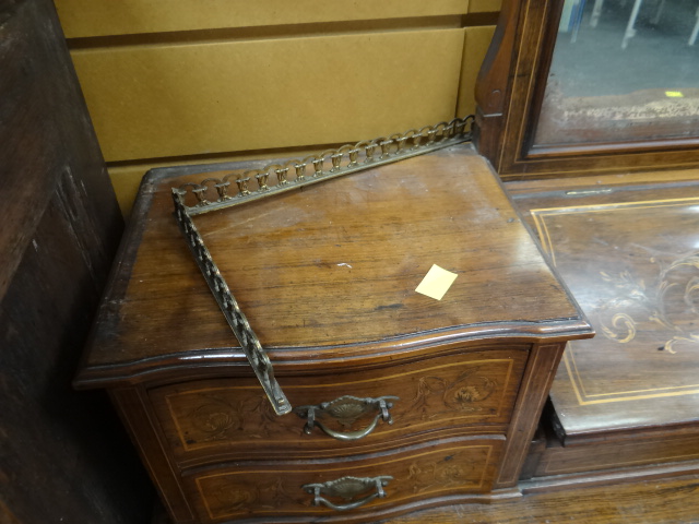 An antique rosewood writing desk by Maple & Co with marquetry serpentine covered stationary cabinet, - Image 12 of 12