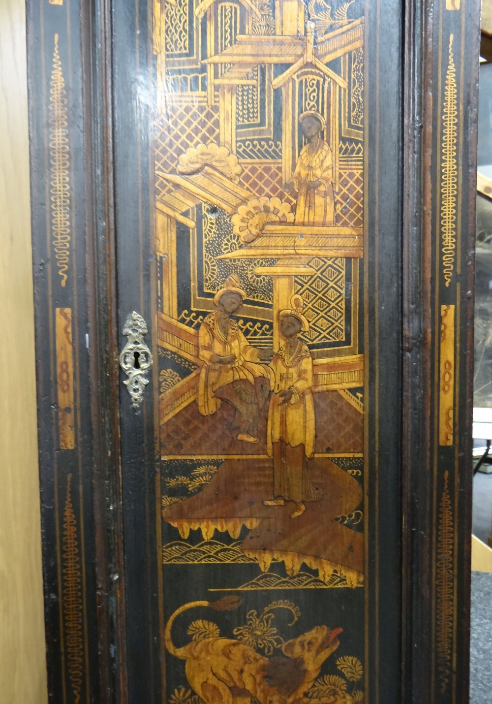 Thomas Marsh of London 8-day chinoiserie decorated longcase clock, the brass face with Roman numeral - Image 5 of 6
