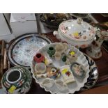 Parcel of mixed pottery & china including tureen, sponge-ware, Oriental, crested-ware ETC