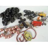 Parcel of small collectables including vintage Lesney London bus & rosary beads Condition Report: