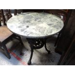 A good circular marble-top metal-based public-house table Condition Report: please request* *