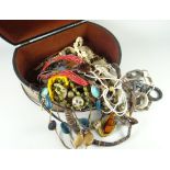 A modern reproduction jewellery box & costume beads Condition Report: please request* *Condition