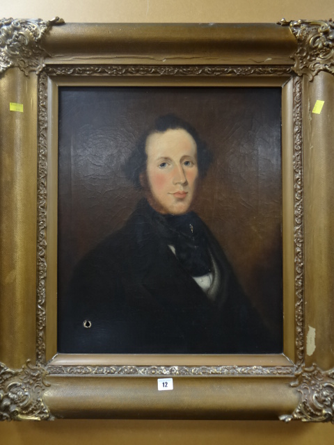 A nineteenth century oil on canvas head & shoulders portrait of a gentleman in a similar period - Image 5 of 8