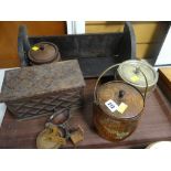 A parcel of wooden items including book stand and biscuit barrels Condition Report: please