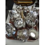 A good quality bright cut four-piece electroplate tea service & a parcel of various EPNS items ETC