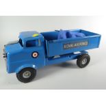 A blue Triang RAF flatbed truck with original canvas cover & original box Condition Report: please