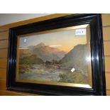 Coloured print AFTER ALRED DE BREANSKI - highland scene, framed & glazed