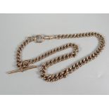 A 9ct yellow gold Albert chain with T-bar, 40.3grams Condition Report: please request via email.
