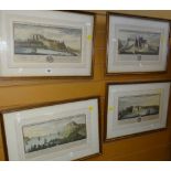 A set of four coloured Samuel & Nathaniel Buck prints entitled 'The South View of Carmarthen