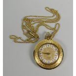 A 14k hallmarked yellow gold encased Lindex necklace watch (purchasers to check that all content