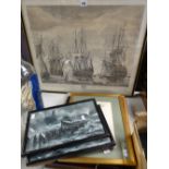 A black and white Armada historical print & a parcel of maritime framed prints Condition Report: