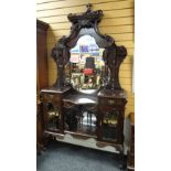 A fancy turn-of-the century mirror back cabinet sideboard, 229cms high. Condition Report: please